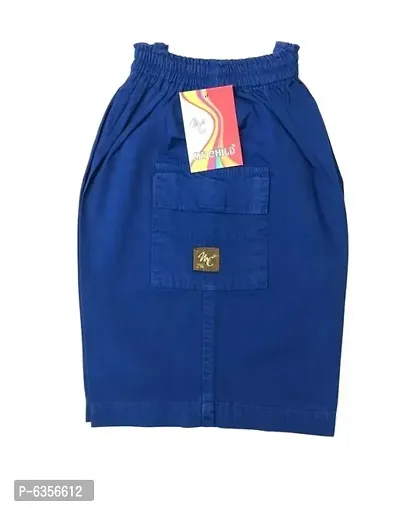 Elegant Navy Blue Cotton Self Pattern Shorts For Boys