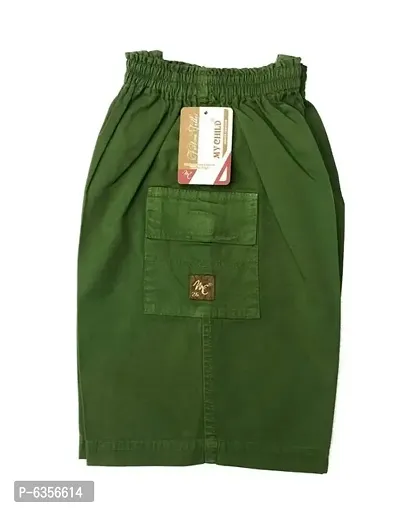 Elegant Green Cotton Self Pattern Shorts For Boys