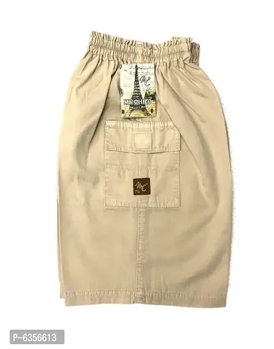 Elegant Beige Cotton Self Pattern Shorts For Boys