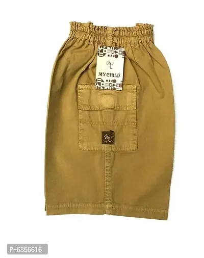 Elegant Yellow Cotton Self Pattern Shorts For Boys