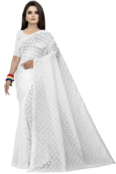 Classic Net Embroidered Saree with Blouse piece