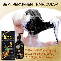 3-in-1 Hair Color Shampoo: Instant Coverage for Women  Men - Herbal Formula, 100% Black, 300ml-thumb2