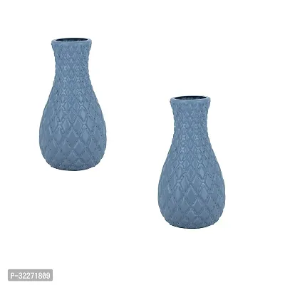 Kamal INTERIORS Gardens Fancy Unique Design Designer Conical Shape 10 Inch Beauty Planter Indoor Vase for Gift Purpose Home Office Table Living Room Decoration Set of 2 Blue