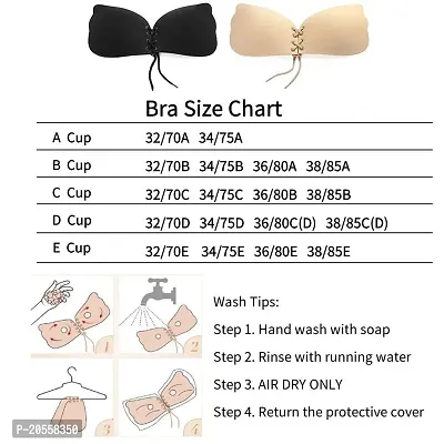 QUEENTERS Sticky Bra Invisible Lift up Bra Adhesive Bra Push up Bra Backless Strapless Bra for Women (Pack of 1) Black (A,Cup)-thumb5