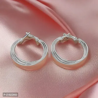 Casual Wear Designer 3 Layer Circular Shape Earrings with Clip-On Closure Bali Earring for Women and Girls  Silver Color