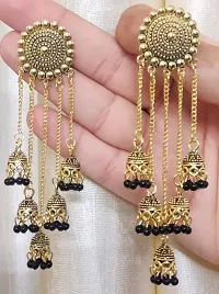 Attractive Ethnic Long Latkan Type Earrings  Wedding Jhumka Chain Earrings For Women and Girls-thumb1