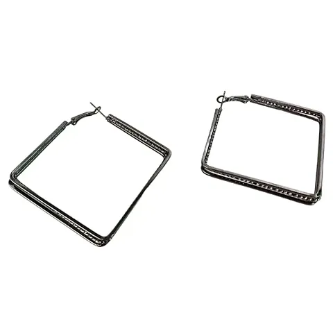 Big Shining 3 Layer Square Shape Earrings for Women and Girls for Both Casual and Formal