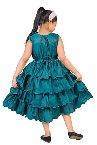 Girls Calf Length Festive/Wedding Dress  (Rama Green, Sleeveless)-thumb3