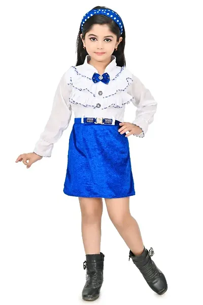 Girls Midi/Knee Length Festive/Wedding Dress (Multicolor, Full Sleeve)