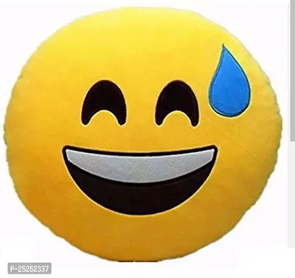 Stylish Fancy Polyester Fabric Printed Soft Toy - Smiley Emoji Pillow-thumb0