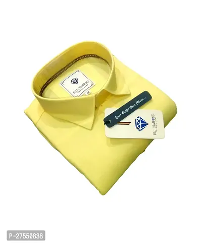 Stylish Cotton Yellow Solid Casual Shirt For Men-thumb0