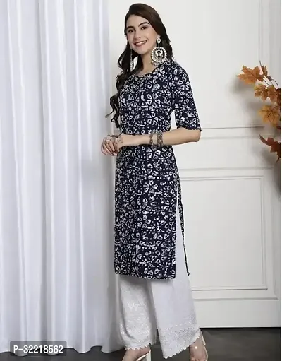 Stylish Multicoloured Crepe Printed Stitched Kurti For Women-thumb0