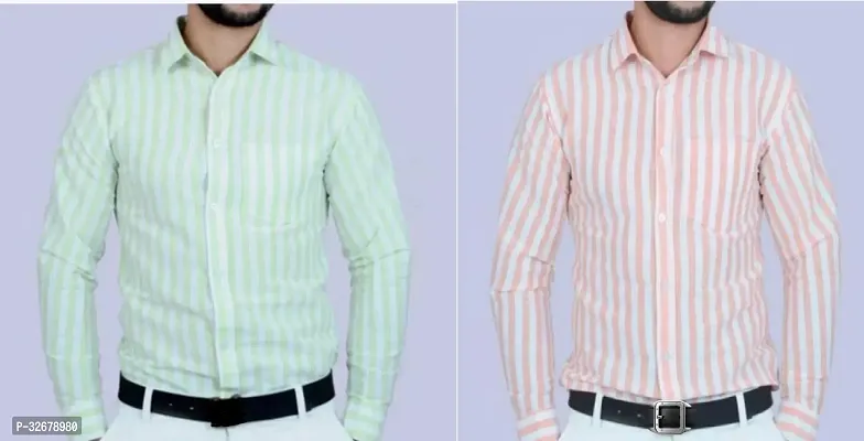 Stylish Multicoloured Cotton Solid Regular Fit Casual Shirts For Men Pack Of 2-thumb0