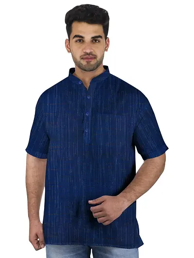 Reliable Khadi Self Pattern Short Length Kurta For Men