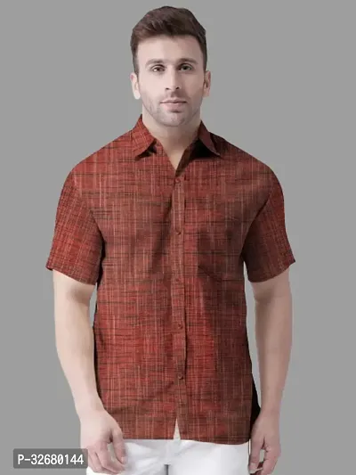 Stylish Maroon Cotton Solid Regular Fit Casual Shirts For Men-thumb0