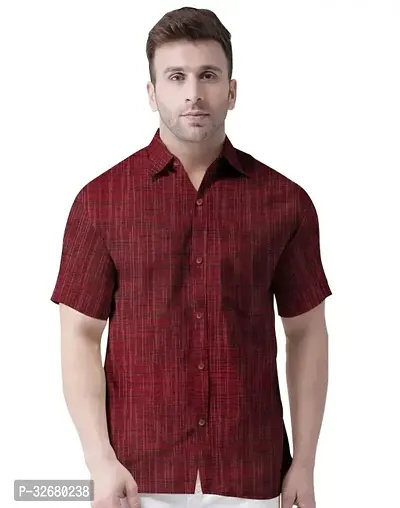 Stylish Maroon Cotton Solid Regular Fit Casual Shirts For Men-thumb0