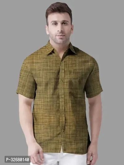 Stylish Yellow Cotton Solid Regular Fit Casual Shirts For Men-thumb0