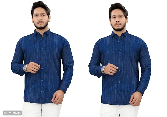 Stylish Multicoloured Cotton Solid Regular Fit Casual Shirts For Men Pack Of 2-thumb0