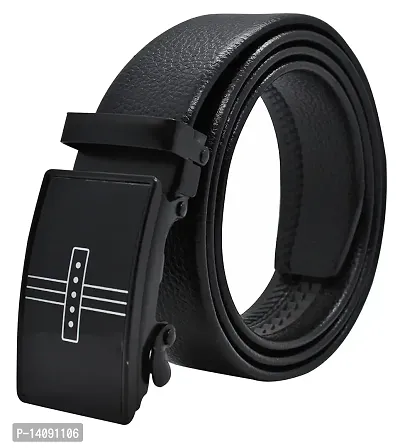 Sunshopping Men's PU Leather Black Autolock Grip Belt (HTP-2-BL) (Free Size, Black 2)-thumb0