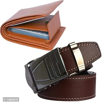 Sunshopping Men's Formal  Casual PU Leather Belt  Wallet Combo