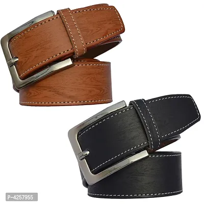 Stylish Synthetic Leather Multicolored Belts For Men Combo