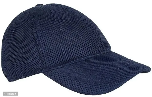 Trendy Cotton Blend Navy Blue Cap For Men