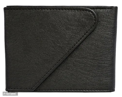 Premium Synthetic Black Solid Two Fold Wallet For Men-thumb3