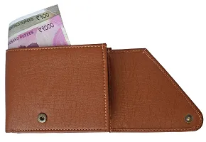 Premium Synthetic Tan Solid Two Fold Wallet For Men-thumb2