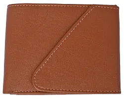Premium Synthetic Tan Solid Two Fold Wallet For Men-thumb1