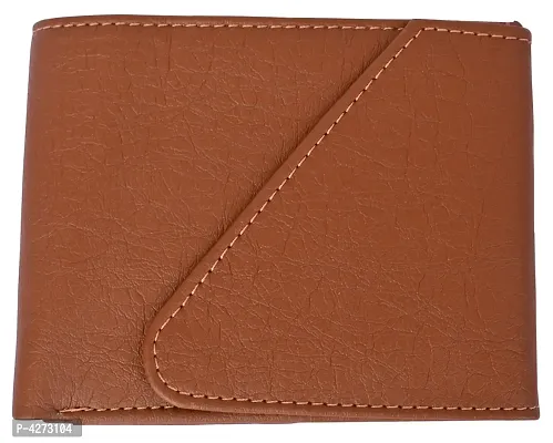 Premium Synthetic Tan Solid Two Fold Wallet For Men-thumb2