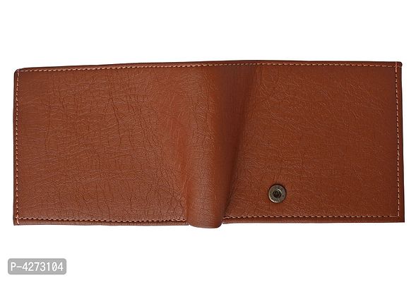 Premium Synthetic Tan Solid Two Fold Wallet For Men-thumb5
