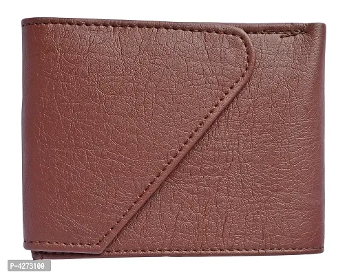 Premium Synthetic Brown Solid Two Fold Wallet For Men
