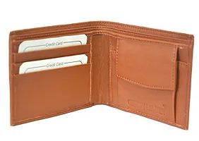 Premium Synthetic Tan Solid Two Fold Wallet For Men-thumb3