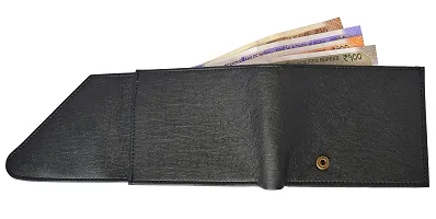 Premium Synthetic Black Solid Two Fold Wallet For Men-thumb4
