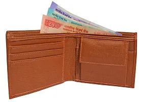 Premium Synthetic Tan Solid Two Fold Wallet For Men-thumb1