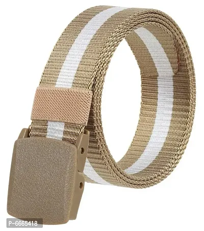 Casual Beige Nylon Belt For Men (Size 28 To 38)