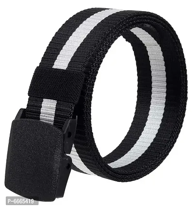 Casual Black Nylon Belt For Men (Size 28 To 38)