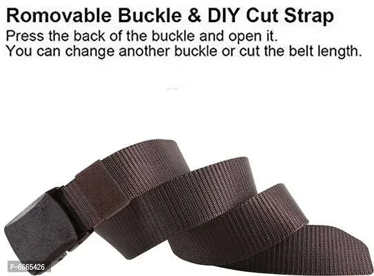 Casual Brown Nylon Belt For Men (Size 28 To 38)-thumb2