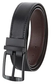 Formal Black Texas Leatherite Reversible Belt For Men-thumb1