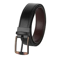 Formal Black Texas Leatherite Reversible Belt For Men-thumb1