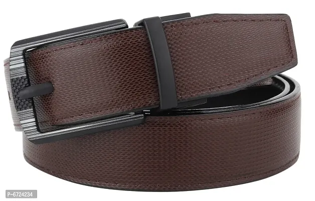 Formal Brown Texas Leatherite Reversible Belt For Men