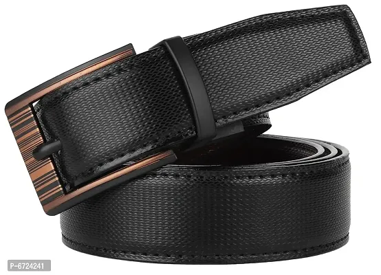 Formal Black Texas Leatherite Reversible Belt For Men