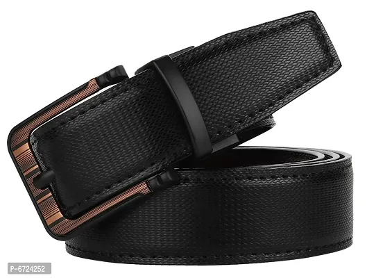 Formal Black Texas Leatherite Reversible Belt For Men-thumb0