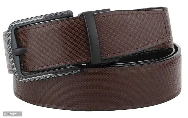 Formal Brown Texas Leatherite Reversible Belt For Men