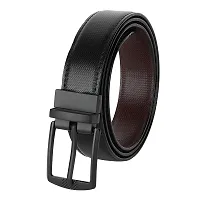 Formal Black Texas Leatherite Reversible Belt For Men-thumb1