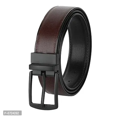 Formal Brown Texas Leatherite Reversible Belt For Men-thumb2