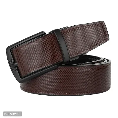 Formal Brown Texas Leatherite Reversible Belt For Men-thumb0