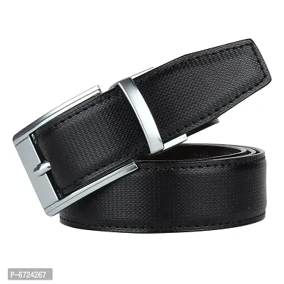 Formal Black Texas Leatherite Reversible Belt For Men