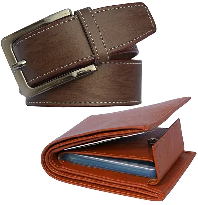 Stylish Synthetic Wallets And Belts Combo For Men