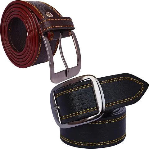 Graceful PU Leather Casual Belts With Wallets Combo For Men